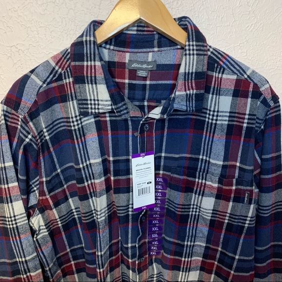 NWT Eddie Bauer Blue Bristol Plaid Flannel - Picture 4 of 6